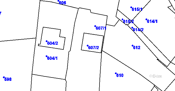 Parcela st. 607/2 v KÚ Brumov, Katastrální mapa