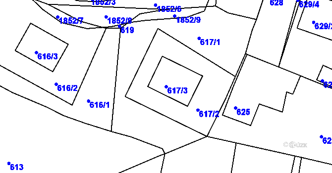Parcela st. 617/3 v KÚ Brumov, Katastrální mapa