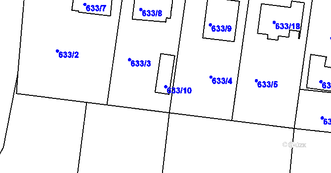 Parcela st. 633/10 v KÚ Brumov, Katastrální mapa