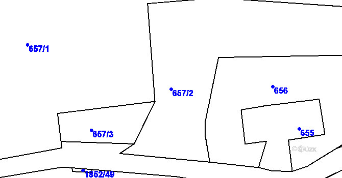 Parcela st. 657/2 v KÚ Brumov, Katastrální mapa