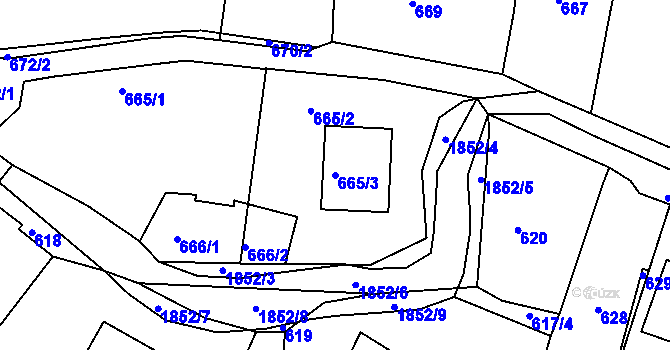 Parcela st. 665/3 v KÚ Brumov, Katastrální mapa