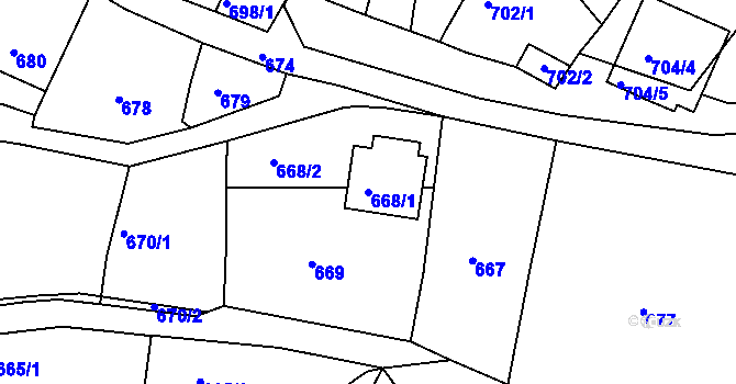 Parcela st. 668/1 v KÚ Brumov, Katastrální mapa