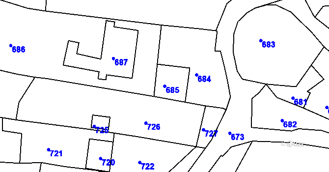 Parcela st. 685 v KÚ Brumov, Katastrální mapa