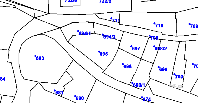 Parcela st. 695 v KÚ Brumov, Katastrální mapa