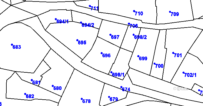 Parcela st. 696 v KÚ Brumov, Katastrální mapa