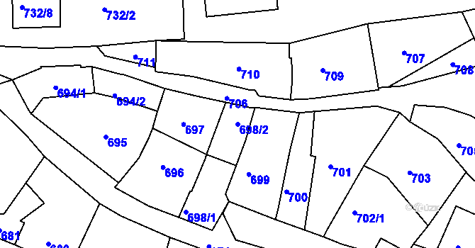 Parcela st. 698/2 v KÚ Brumov, Katastrální mapa