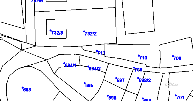 Parcela st. 711 v KÚ Brumov, Katastrální mapa