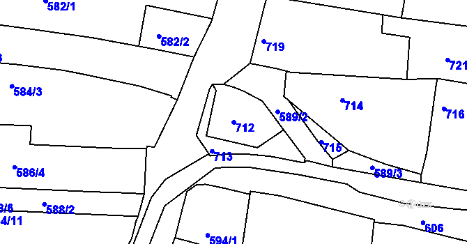 Parcela st. 712 v KÚ Brumov, Katastrální mapa