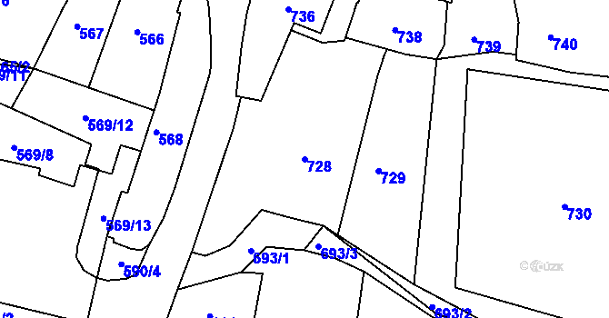 Parcela st. 728 v KÚ Brumov, Katastrální mapa
