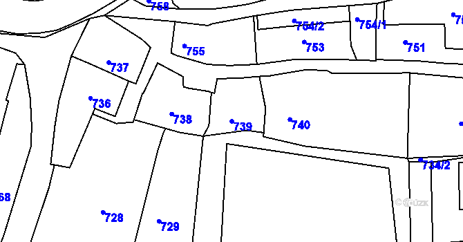Parcela st. 739 v KÚ Brumov, Katastrální mapa
