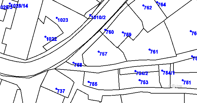 Parcela st. 757 v KÚ Brumov, Katastrální mapa