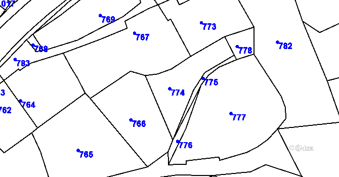 Parcela st. 774 v KÚ Brumov, Katastrální mapa