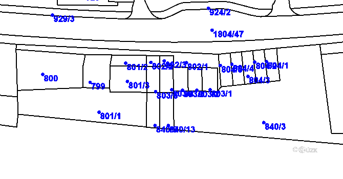 Parcela st. 803/4 v KÚ Brumov, Katastrální mapa