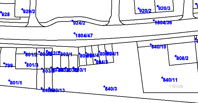Parcela st. 804/2 v KÚ Brumov, Katastrální mapa
