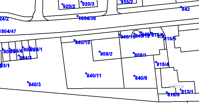 Parcela st. 808/2 v KÚ Brumov, Katastrální mapa