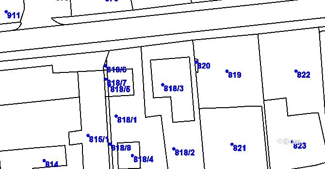 Parcela st. 818/3 v KÚ Brumov, Katastrální mapa