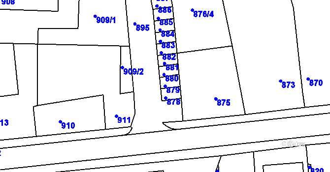 Parcela st. 879 v KÚ Brumov, Katastrální mapa