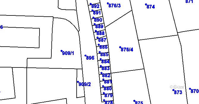 Parcela st. 885 v KÚ Brumov, Katastrální mapa