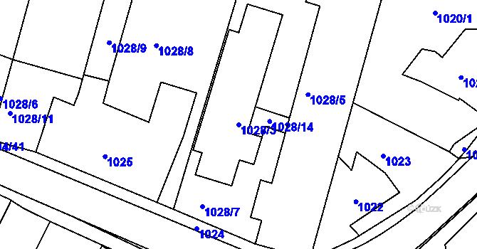 Parcela st. 1028/3 v KÚ Brumov, Katastrální mapa