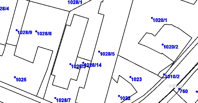 Parcela st. 1028/5 v KÚ Brumov, Katastrální mapa
