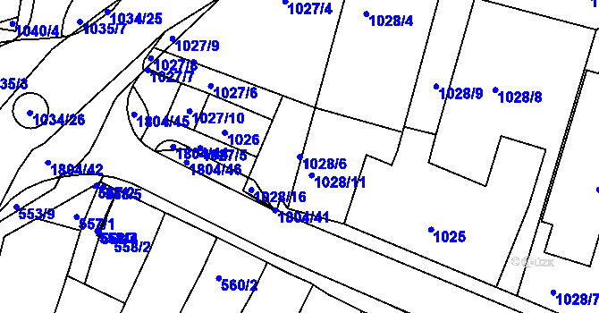 Parcela st. 1028/6 v KÚ Brumov, Katastrální mapa