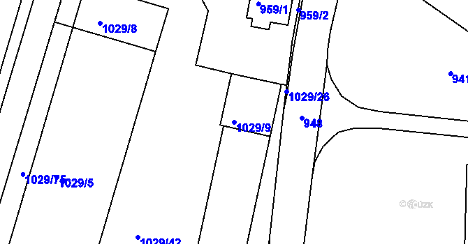 Parcela st. 1029/9 v KÚ Brumov, Katastrální mapa