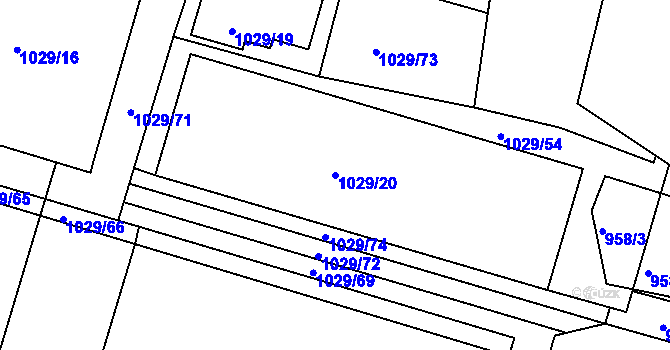 Parcela st. 1029/20 v KÚ Brumov, Katastrální mapa