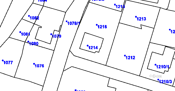 Parcela st. 1214 v KÚ Brumov, Katastrální mapa
