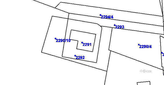 Parcela st. 2291 v KÚ Brumov, Katastrální mapa