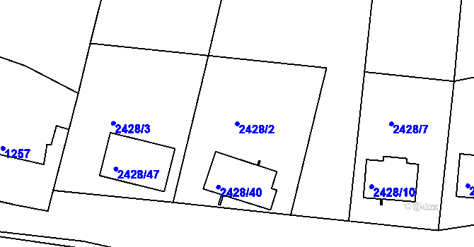 Parcela st. 2428/2 v KÚ Brumov, Katastrální mapa