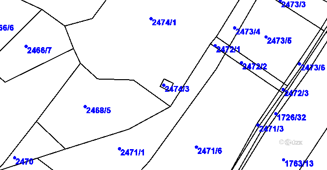 Parcela st. 2474/3 v KÚ Brumov, Katastrální mapa