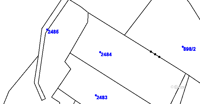 Parcela st. 2484 v KÚ Brumov, Katastrální mapa