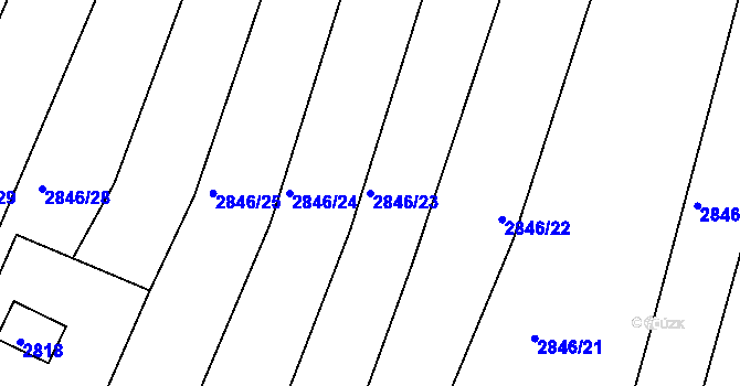 Parcela st. 2846/23 v KÚ Brumov, Katastrální mapa