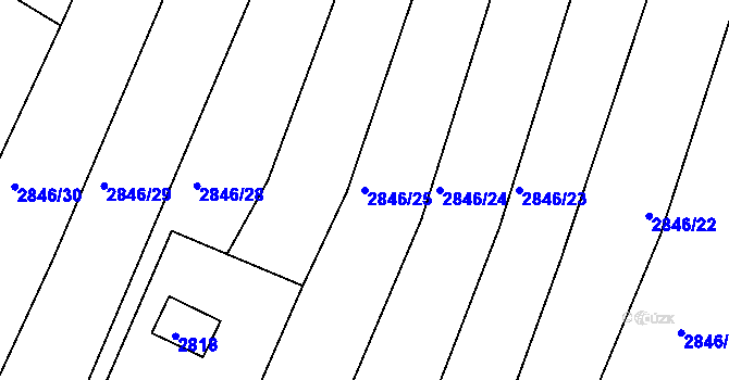 Parcela st. 2846/25 v KÚ Brumov, Katastrální mapa
