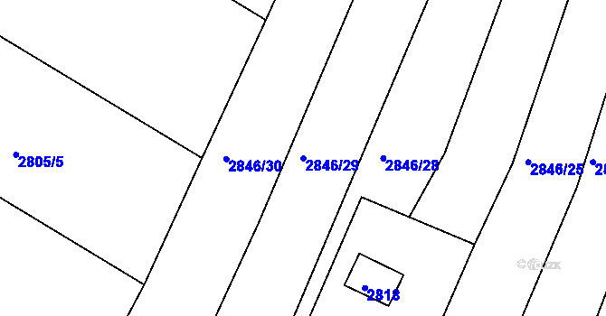 Parcela st. 2846/29 v KÚ Brumov, Katastrální mapa