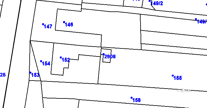 Parcela st. 2908 v KÚ Brumov, Katastrální mapa
