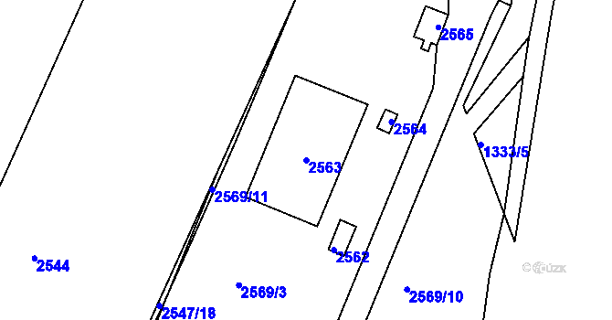 Parcela st. 2563 v KÚ Bylnice, Katastrální mapa