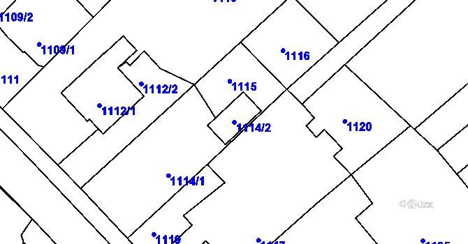 Parcela st. 1114/2 v KÚ Bylnice, Katastrální mapa