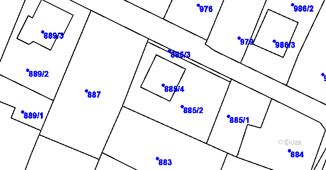 Parcela st. 885/4 v KÚ Bylnice, Katastrální mapa