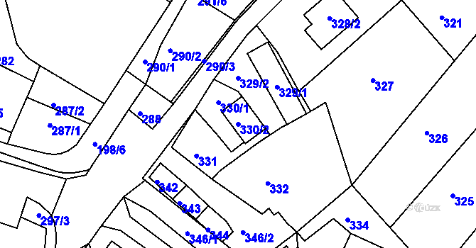 Parcela st. 330/2 v KÚ Bylnice, Katastrální mapa