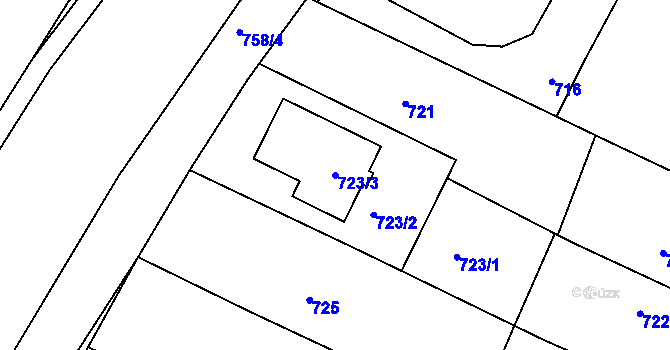 Parcela st. 723/3 v KÚ Bylnice, Katastrální mapa