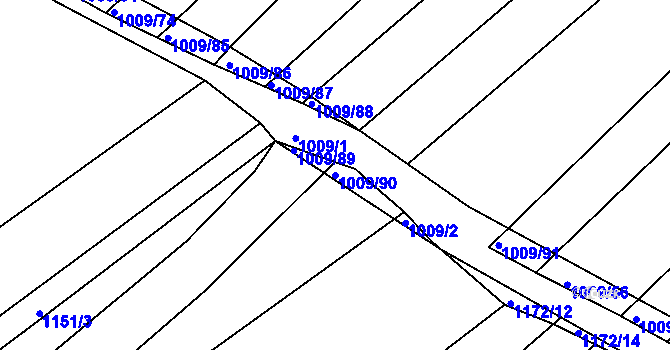 Parcela st. 1009/90 v KÚ Bylnice, Katastrální mapa