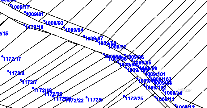 Parcela st. 1009/95 v KÚ Bylnice, Katastrální mapa