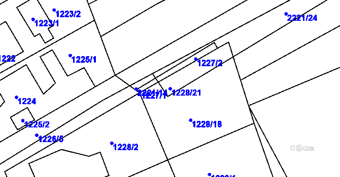 Parcela st. 1228/21 v KÚ Bylnice, Katastrální mapa