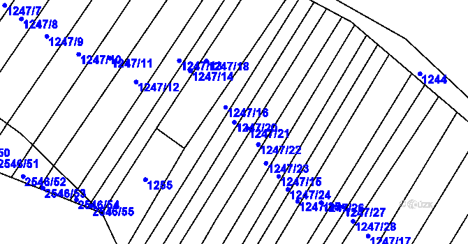 Parcela st. 1247/20 v KÚ Bylnice, Katastrální mapa