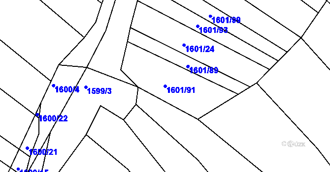 Parcela st. 1601/91 v KÚ Bylnice, Katastrální mapa