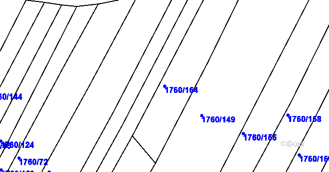 Parcela st. 1760/164 v KÚ Bylnice, Katastrální mapa
