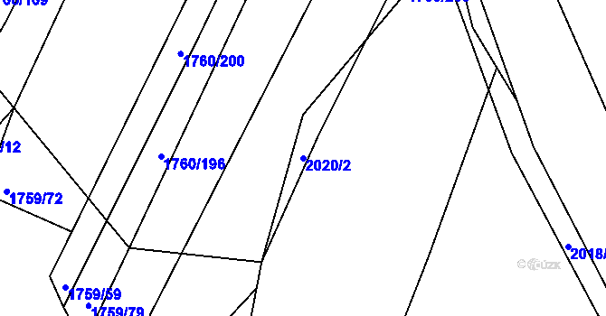 Parcela st. 2020/2 v KÚ Bylnice, Katastrální mapa