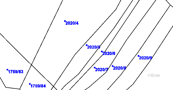 Parcela st. 2020/5 v KÚ Bylnice, Katastrální mapa