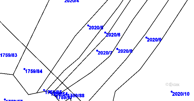 Parcela st. 2020/7 v KÚ Bylnice, Katastrální mapa